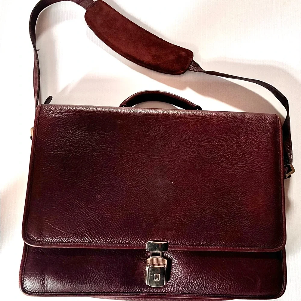 Jack Georges Brown Pebbled Leather Briefcase